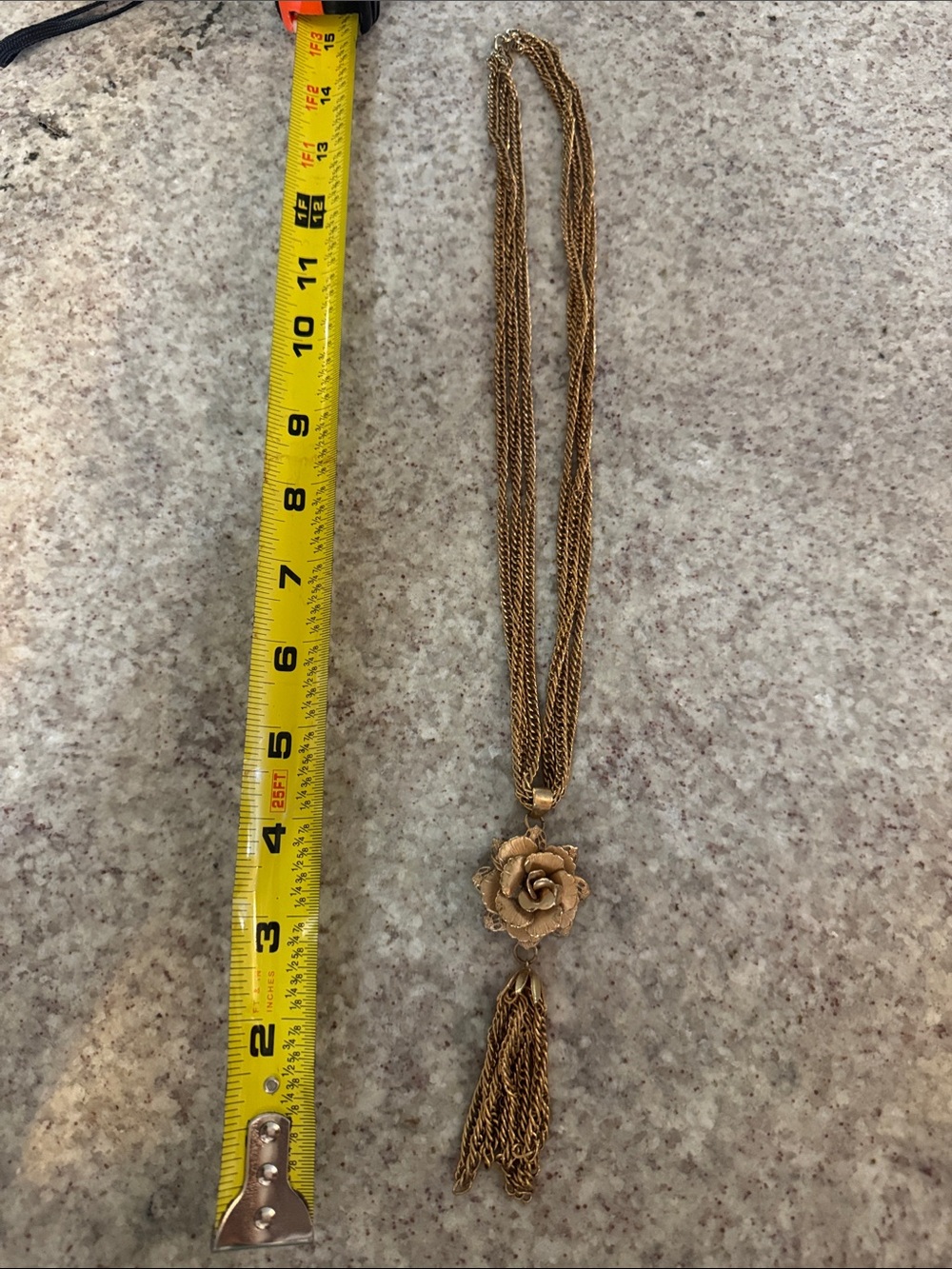 Gold-Tone Multi-Strand Rose Pendant Necklace
